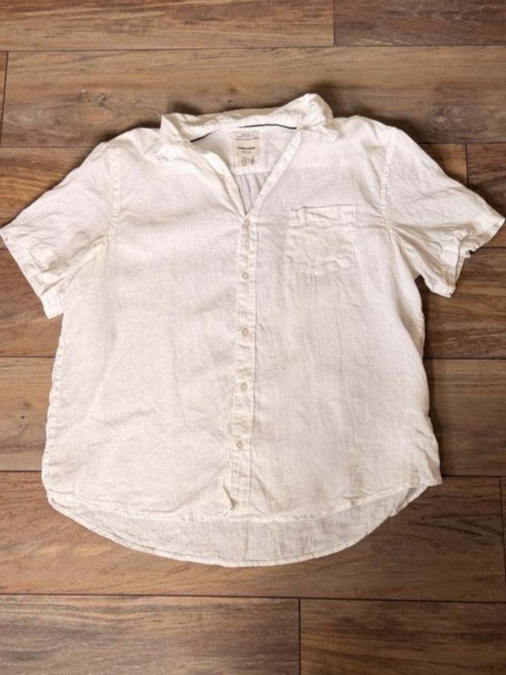 Thom Aaron 100% Linen Short Sleeve Button Front Shirt White XXL European Flax